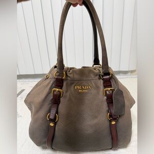 Prada Taupe Leather Shoulder Bag